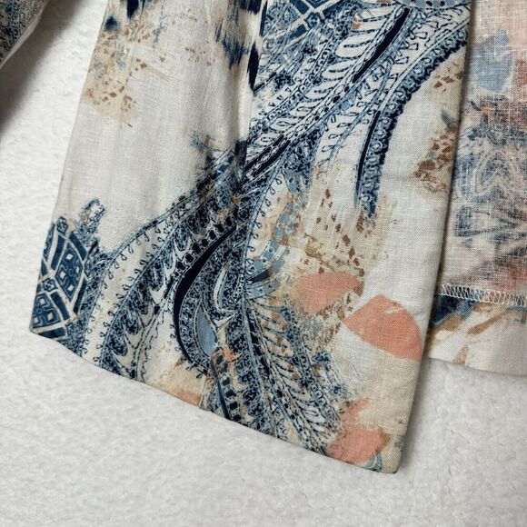 2/$30 Chicos Linen Open Front Blazer Jacket Size 1 M Boho Resortwear Paisley - Picture 5 of 12